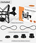 Anti Vibration Condenser Microphone Shock Mount For Studio Use Fits AT2020 MXL 770 MXL 990 Samson G Track Pro Rode Procaster NT1-A Neumann U87 And More Spider Mount For Clean Noise Free Recordings package with metal shock mount, elastic bands, screws.
