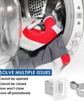 Open dryer with laundry and box showing 2 Pack Dryer Door Latch Replacement Kit With Metal Strike And Durable Plastic Catch