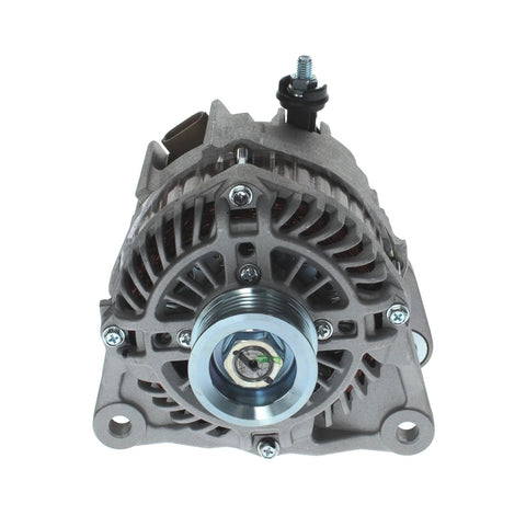 Front view of Premium 100 Amp Drop In Replacement Alternator For Mazda 3 3 Sport 6 CX 3 CX 5 And Miata Direct Fit 100 Percent New High Performance Charging OEM Grade Power.