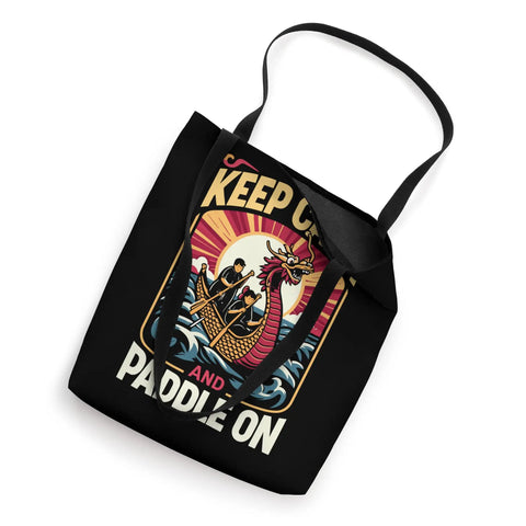 Dragon Boat Racing Tote Bag For Festival And Race Day, Bold Dragon Boat Artwork Canvas Carryall with dragon and paddlers on design