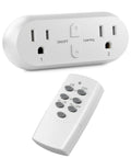Dual Independent Socket Wireless Remote Outlet With 2 Switches, Space Saving Plug In Design, control 2 devices from up to 100 feet
