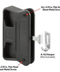 Sliding Screen Door Latch And Pull In Black Easy Install For Superior Aluminum Precision And Other Brands With 9 By 32 Inch Mounting Holes Non Handed Design For Both Left Or Right Doors Tough Plastic Pull Single Pack Replacement with flat head screw and A 163 keeper not included.