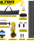 All-Purpose Volleyball Net Set For Backyard, Beach Or Indoor Play With 32x3 Foot Regulation Net, 8.5-Inch PU Volleyball, Steel Poles