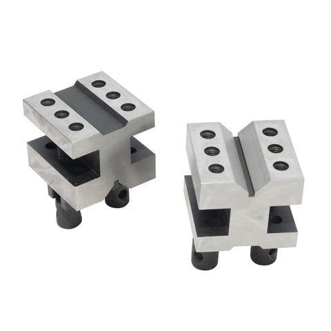 Beefy Hardened Steel V Block With Clamp Set 1-3/8 x 1-3/8 x 1-3/16 90 Degree Precision Machinist Gauge For Mill And Lathe Multi Purpose V Block Tool With High Squareness And Parallelism, hardened steel V blocks with clamps