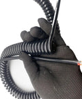 No Worries Two Core Coiled Power Cord With Quick Zip Spiral Extension Cable showing tightly coiled design and exposed wiring.