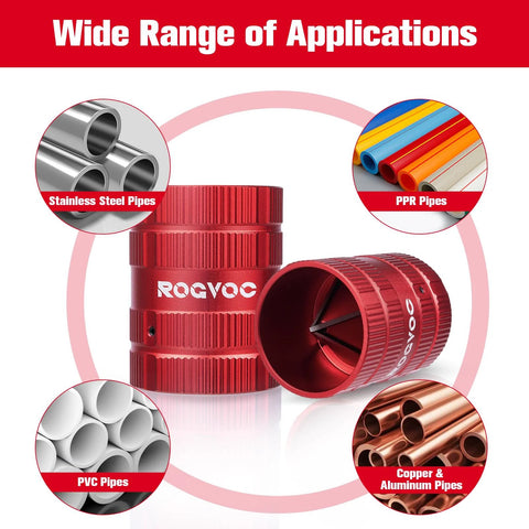 ROGVOC deburring tool (red) pipe reamer for 1/4 to 1-5/8 in PVC, copper & aluminum pipes