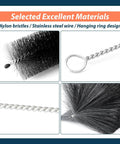 12Pcs Car Engine Cleaning Brush Kit With Stainless Steel Wire And Nylon Bristles Pro Grade Long Reach Handles, close-up view