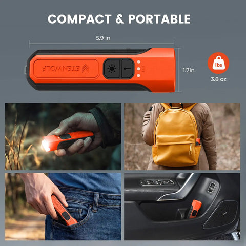 Flat USB C Rechargeable LED Flashlight With 6 Modes Ultra Bright Handheld Light in pocket, bag, and car compartment