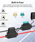 45A Cable With O Ring Terminal For Standard Port Connectors, dual fuse holder with fuses, next to solar panels