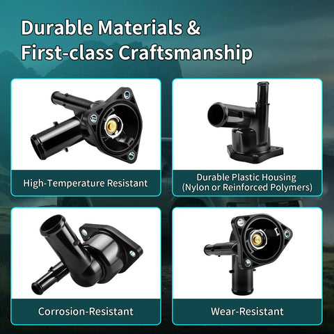 Top Shelf Replacement Thermostat Housing Assembly For Toyota Corolla Prius And Lexus Four Cylinder Engine Cooling System tight fit and durability in various angles.