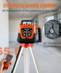 Red Rotary Laser Level Kit Pro Grade With 360 Degree Self Leveling 1650ft Range Surveying Tripod And 5m Staff IP66 Waterproof Remote 5 Rotation Speeds 4 Angle Adjustments Ships In Three Packages with remote and 5/8in threaded mount
