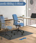 Corduroy Desk Chair Mat For Hardwood Floors, 55 By 35 Inches, under a rolling chair in a home office setting, non-slip surface visible.