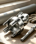 Heavy Duty Integrated Alloy Pipe Threader Built To Handle Ppr Water Lines Without Breaking A Sweat Features Quick Chamfer And Deburring positioned on a workbench.