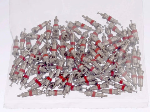Ready To Roll Pack Of 100 Premium TPMS Safe Nickel Plated Red Valve Cores For Schrader Valves Universal Fit visible