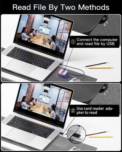 Laptop connecting to Pocket Size 1080P Body Camera With Audio And Video Recording On The Go Mini Cam Recorder 64GB Waterproof Headlamp