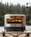 Outdoor Pizza Oven On The Go For Gas Or Propane Cooking, Portable Cordierite Stone Surface, Demi Dome Design, Stainless Steel, 20.5x15.125 in