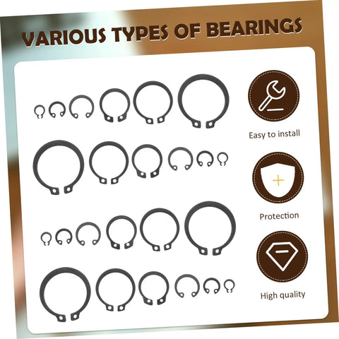225-Piece Carbon Steel C-Shape Snap Ring Kit With External Retaining Clips For Shafts on display board