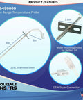 Oven Temperature Probe Sensor Replacement For 316490000 Compatible With OEM Style Installation Easy Plug And Play Durable High Temp Rated 12 Month Warranty US Based Support