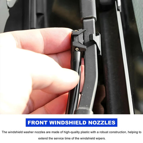 Close-up of installing Four Pack Front Windshield Washer Nozzles With Four Holes Nylon Spray 4 Way Auto Windscreen Wiper Jet Sprayer