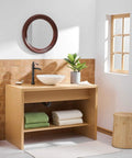 Bathroom with Oil Rubbed Bronze Vessel Sink Faucet Tall Waterfall With Single Handle One Hole Installation Solid Brass Vanity