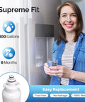 Woman using Refrigerator Water Filter Replacement For LG LT800P And Kenmore 9490 Series Fits 46 9490 ADQ73613402 03 RWF3500A 5 Pack.