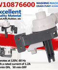 Heavy Duty Washer Drain Pump Replacement For Top Load Appliances Knocks Out Standing Water in white and grey assembly.