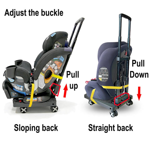 Amazon car seat dolly with wheels and extendable handle carrying a child car seat, black
