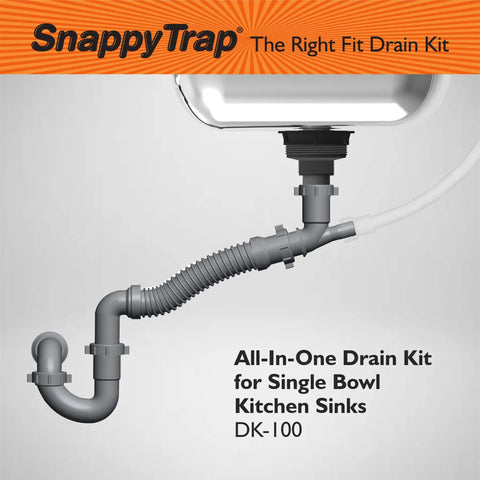 All-In-One Kitchen Sink Drain Kit One And A Half Inch With Flexible P-Trap Plug-And-Play No-Tool Installation Universal Compatibility