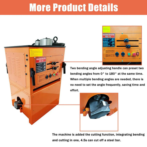 Heavy Duty Electric Rebar Bender And Cutter With 3 Foot Switch For 6 To 32 Mm Steel Rods Built Tough At 110V 3000W showing controls and cutting feature.