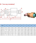 Built Tough High Speed Rotary Union For Cooling Water And High Temperature Swivel Joint With Right Hand Thread HS-G40-20, Brass Connectors, Dual Inlet Outlet, Lightweight Durable Connector For Rotating Machinery. Brass rotary union HS-G40-20 dimension drawing, two-way circulation, DN20