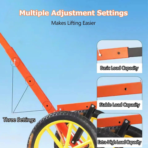 Beast Mode Heavy Duty Steel Lifting Dolly With Ergonomic Rubber Grip Handle And 360 Rotating Hook For Smooth Moving Of Heavy Loads In Home Garage Or Industrial Workshop Ensures Easy Transport Every Time With Zero Back Pain Or Stressful Work, orange steel frame with three load settings