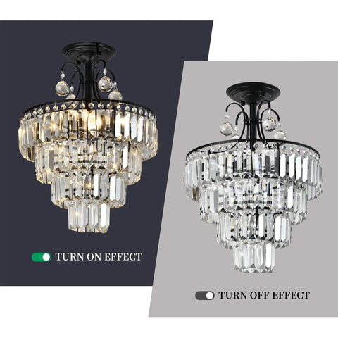 Dope Modern Crystal Chandeliers With 4 Lights And Included Bulbs Chandelier Light Fixture For Living Room Dining Hallway Bedroom Black Finish
