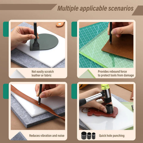 Using 52 Shape Style Leather Hole Punch Kit With Leather Punch Mat And 3 Pcs Punching Pad in various DIY leather crafts