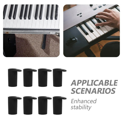 8 Pack Keyboard Stand Feet Replacement Caps For Digital Pianos And Keyboards Shock Absorbing Non Marking Leg Protectors displayed.