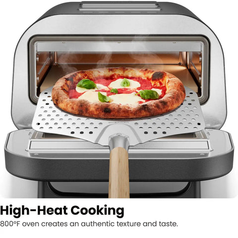 Indoor Pizza Oven That Makes 12 Inch Pizzas Fast, Reaches Up To 800 Degrees Fahrenheit, Countertop Electric Maker With 5 Presets