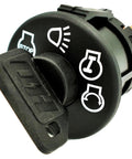 Beefed Up Starter Ignition Switch For 7 Terminal Type With Headlight Position close-up with icons and durable build