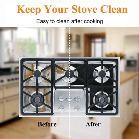 Before and after using 10 Pack Stove Burner Covers Double Thickness Reusable Non-Stick Heat-Resistant Gas Range Protectors