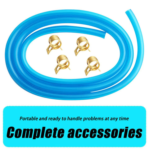 Heavy Duty Flexible Blue Motorcycle Fuel Line Hose 3.28 Feet With Kink Resistant Build And 4 Clamps For Smooth Fuel Flow Monitoring