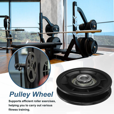 Heavy Duty Nylon Bearing Gym Pulley Wheel Set With Steel Shafts For Cable Machines Home Gym And Garage Door Training 70mm Diameter black pulley wheel on cable machine