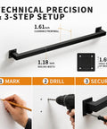 Hella Sturdy Indoor Stair Handrail 9 FT Modern Wrought Iron Railing With Dope Matte Black Powder Coated Finish Reinforced Square Design For Farmhouse Decor setup guide with measurements.
