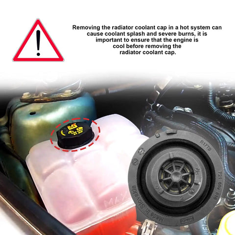 Coolant Reservoir Cap Replacement Fits Mustang GT F150 EcoBoost V6 V8, Lincoln MKZ, Escape 2013-2019, Land Rover Volvo 2020-2021 installed.