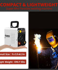 130A Mini Stick Welder 110V Arc Welding Inverter With Hot Start And Anti Stick shown with compact design and in use welding outdoors.
