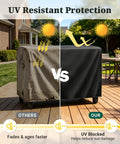 Comparison of worn vs. new Built To Last Heavy Duty Outdoor Prep Table Cover For Unity XL Portable Rolling Cart on a patio.