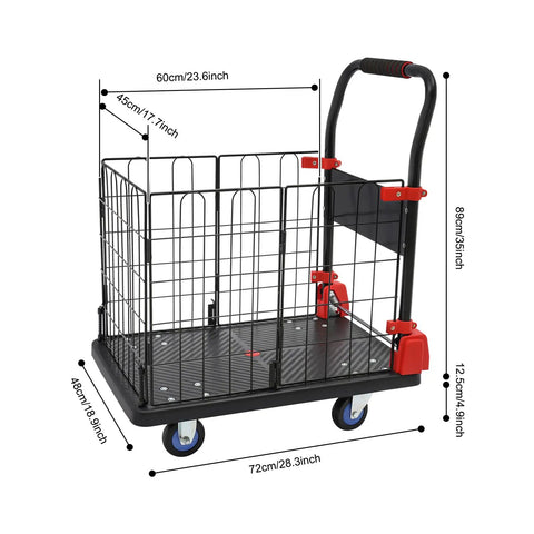Heavy Duty Hand Truck With Foldable Platform Utility Cart And Removable Side Panel No Sweat Heavy Lifting For Grocery Runs Or Storage Hauls Built Tough And Maneuvers Like A Dream