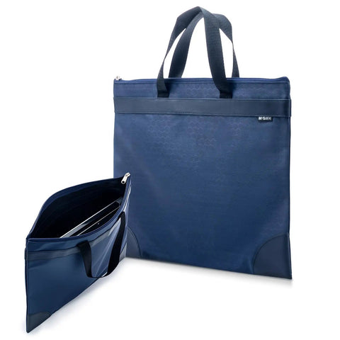Go Anywhere Heavy Duty Large Zipper Pouch With Handle Fits A4 Paper And 16 Inch Laptop, Waterproof Oxford File Bag in blue.
