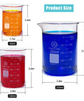 3 Piece Glass Beaker Set Lab Gear With 50ml 100ml 250ml Low Form Borosilicate 3.3 Lab Grade Beakers Featuring Double Scale