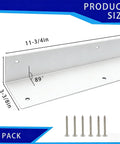 Tough As Nails Double Pack White Stainless Steel Corner Guards 3 3/8 X 3 3/8 X 11 3/4 Inches showing dimensions and screws for installation.