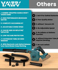 18V Cordless Leaf Blower With Brushless Motor, 6 Variable Speeds Up To 180 MPH, 2-In-1 Blower And Vacuum, tool components