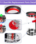 Upgraded Dust Bin Replacement Part For V11 V15 SV14 SV15 SV22 Cordless Vacuum Cleaner, showing pro grade quality design and features.