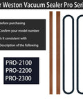Foam gasket replacement kit for Weston Pro-Series vacuum sealer Pro-2100/2200/2300, includes 2 gaskets and 4 seal bar tapes.
